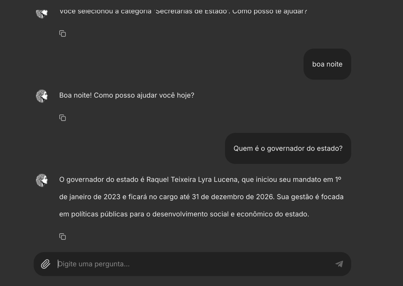 Exemplo de conversa sobre documentos da Secretaria de Educação
