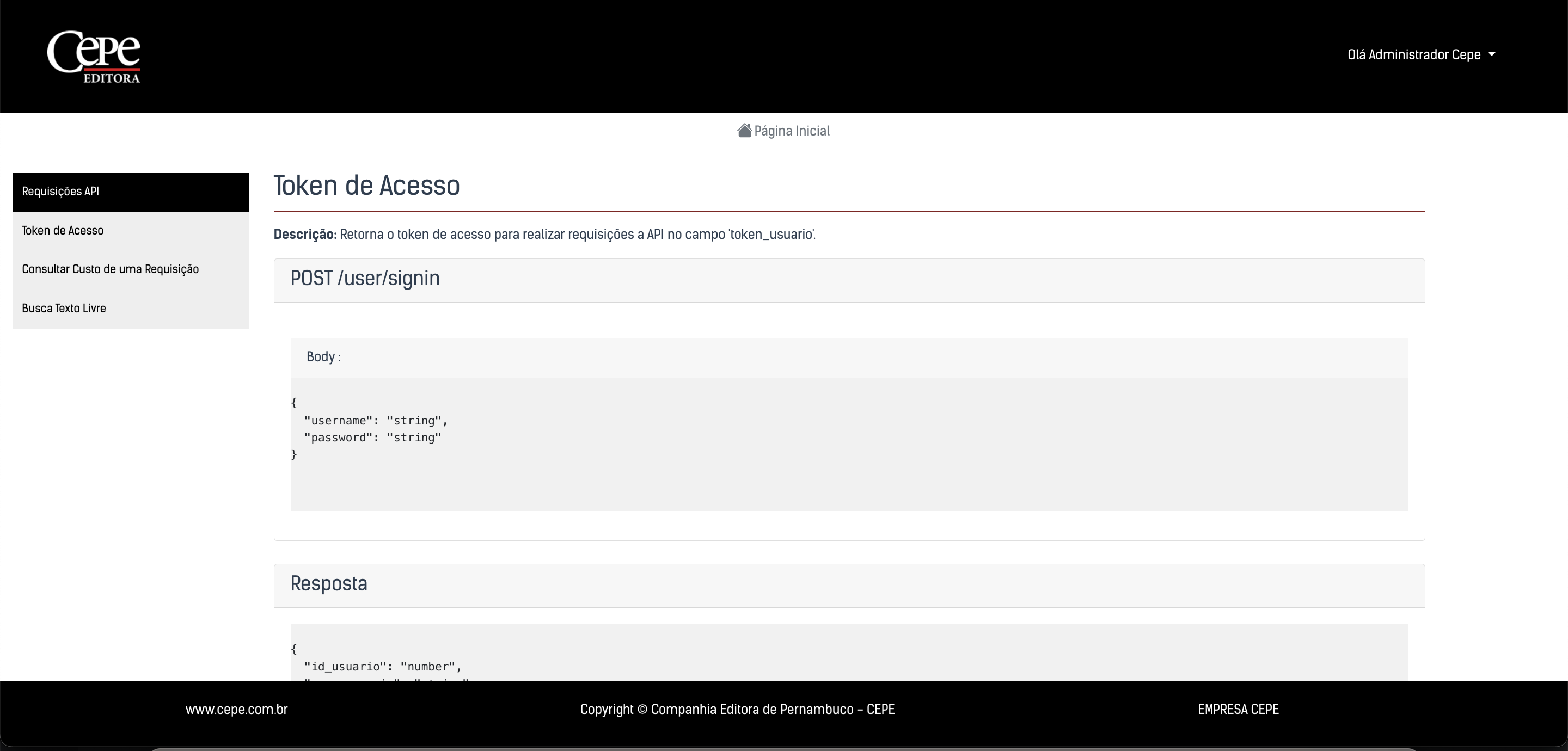 Interface do OpenAPI